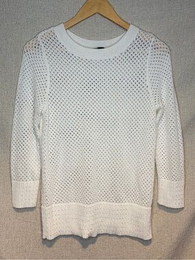 Talbots Cream Open-Knit Crewneck Sweater